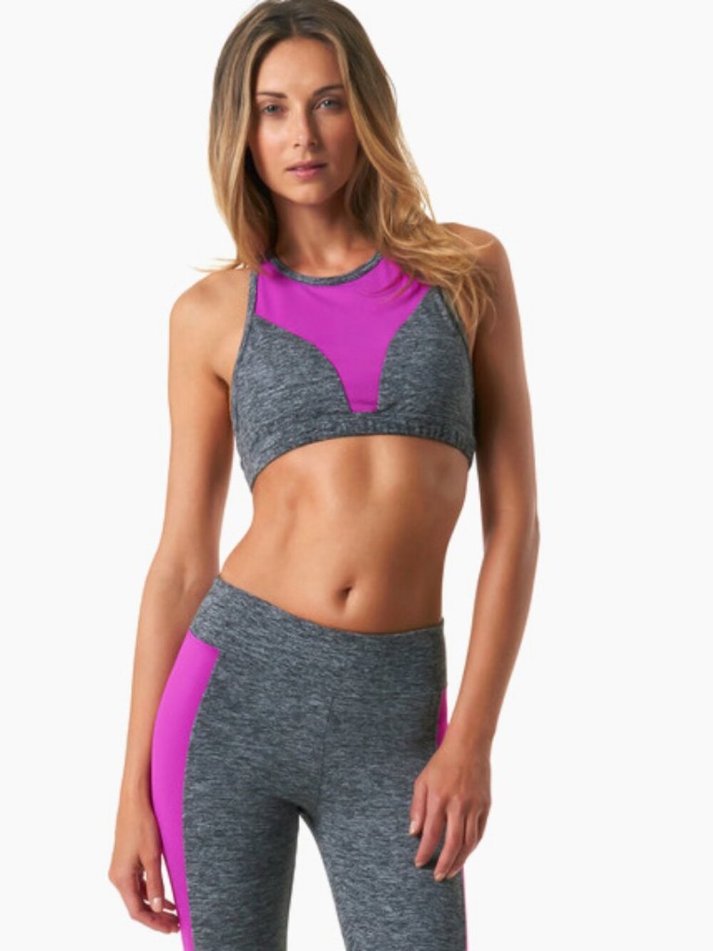 NWT Koral Women's Rapid Sports Bra Heather Grey/Orchid Size S